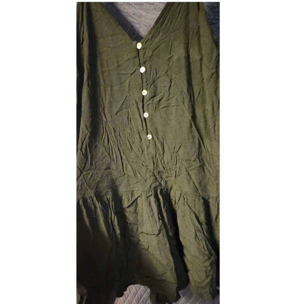 Wild Fable Olive Green Button Front‎ Ruffle Hem Mini Dress Womens Medium